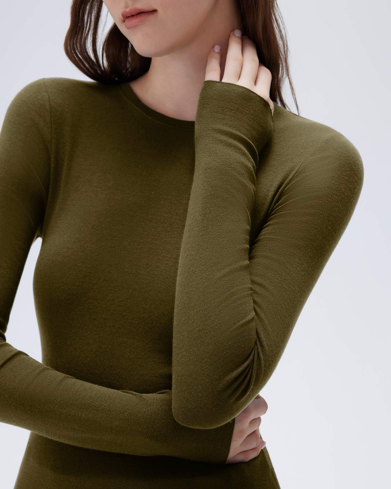 SUUKSESS Cloud Cashmere Women Crew Neck Fitted Long Sleeve Shirt Basic Knit Tops - Image 4