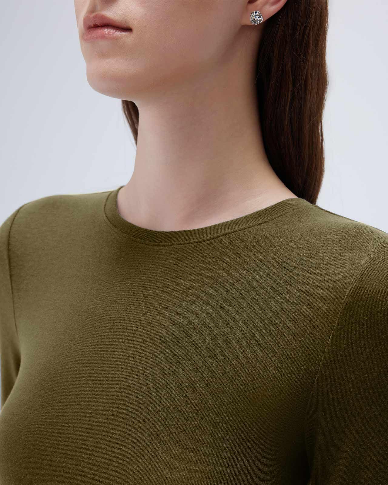 SUUKSESS Cloud Cashmere Women Crew Neck Fitted Long Sleeve Shirt Basic Knit Tops - Image 5