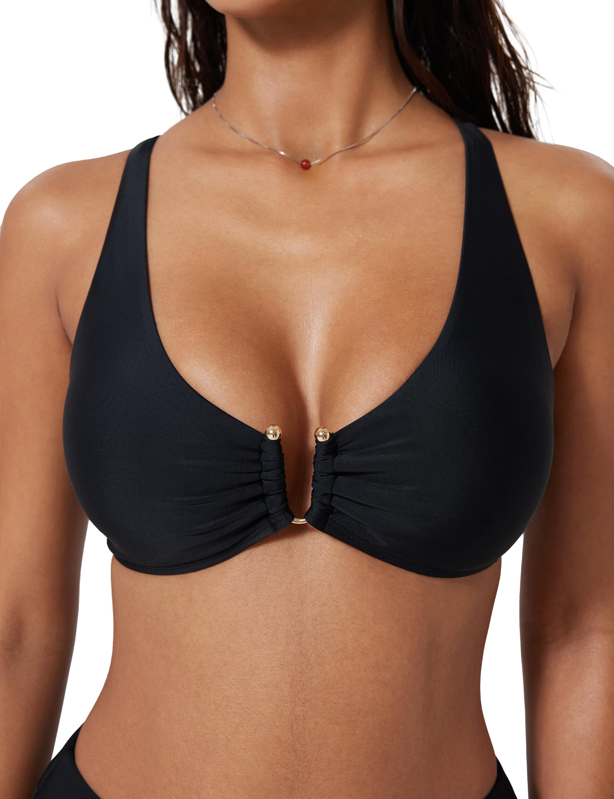 SUUKSESS Women 2 Piece Bikini Set U-Wire Cutout High Waisted Tummy Control Swimsuit - Image 3