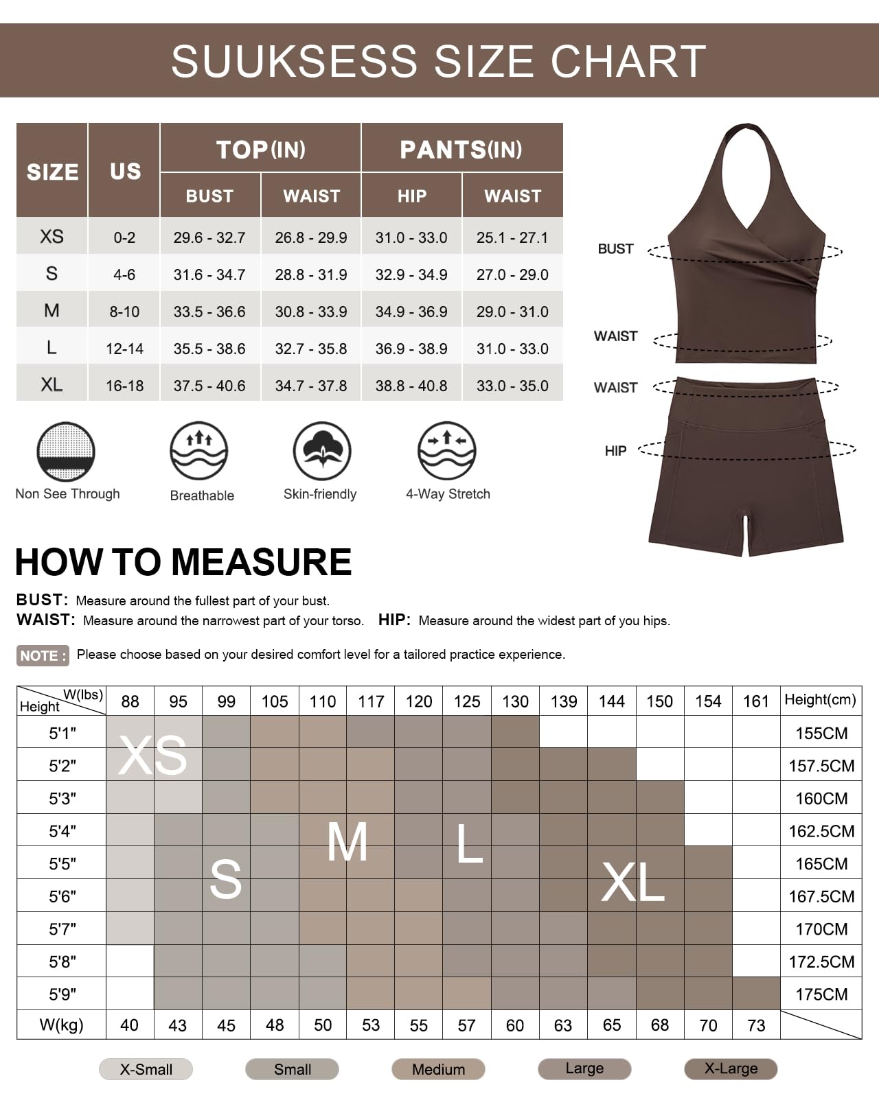 SUUKSESS Women 2 Piece Halter Open Back Workout Sets Padded Tank Top High Waisted Tummy Control Biker Shorts with Pockets - Image 6
