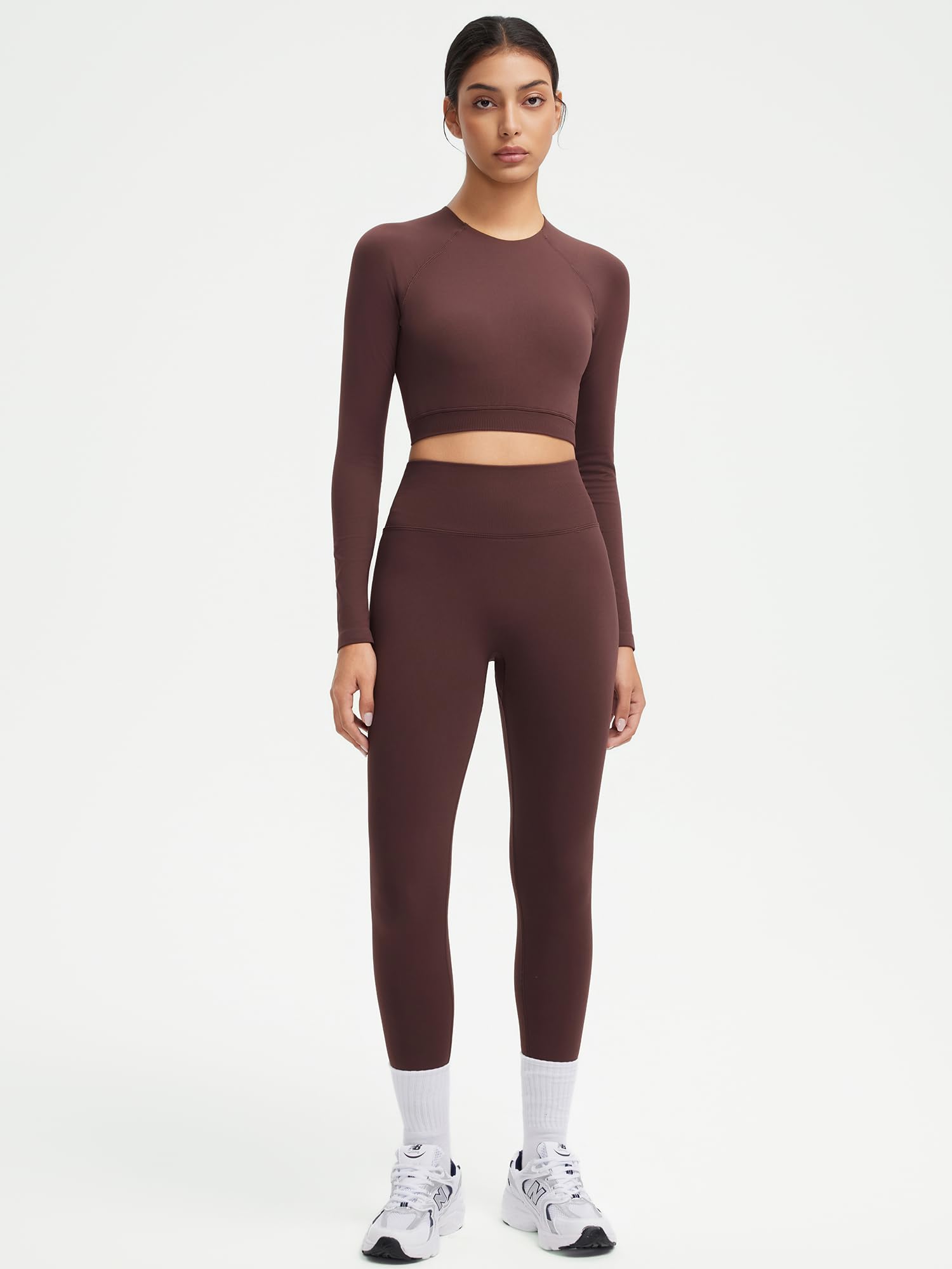 SUUKSESS Women 2 Piece Open Back Seamless Workout Sets Scrunch Booty Gym Leggings Built in Bra Crop Yoga Top - Image 4