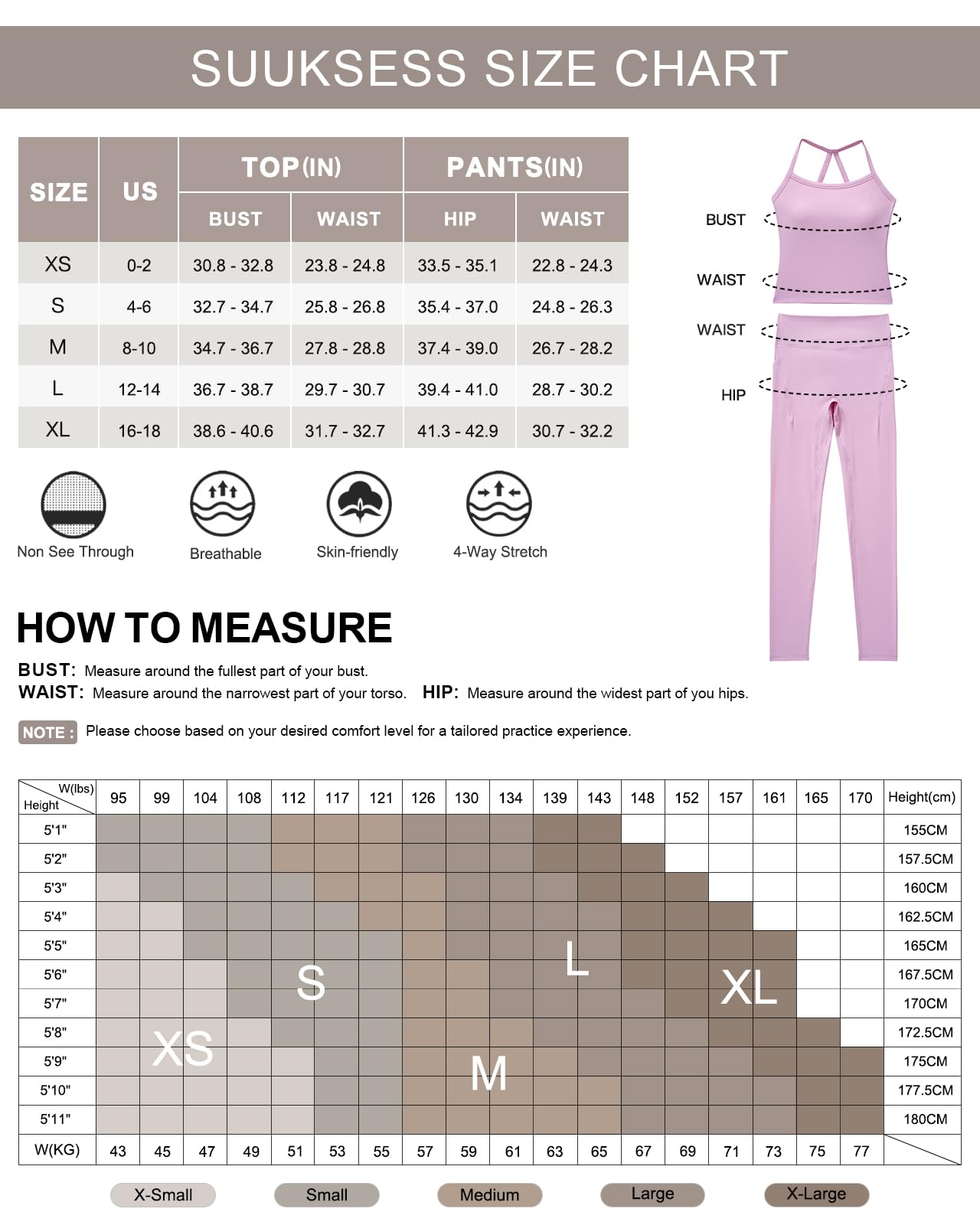 SUUKSESS Women 2 Piece Workout Sets Compression Tummy Control Leggings with Pockets Halter Built in Bra Tank Tops - Image 6