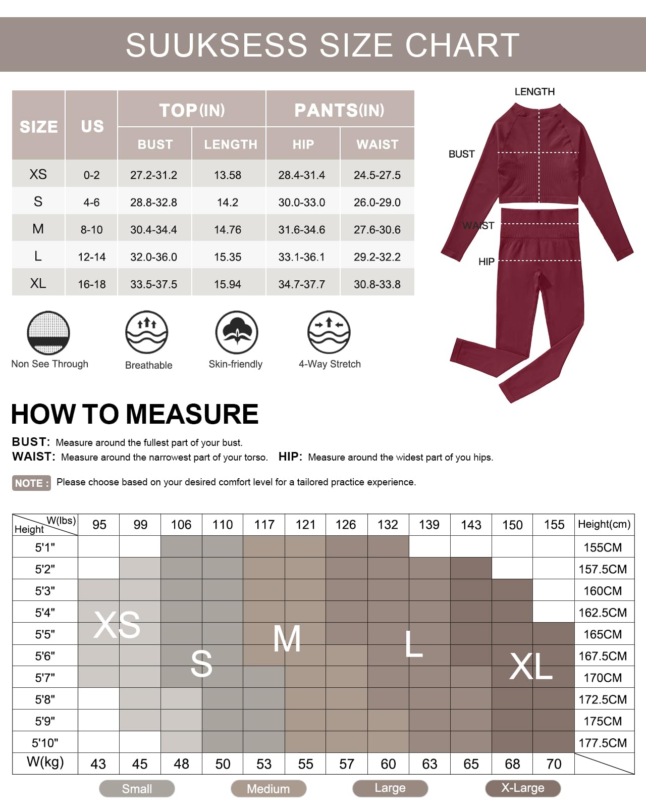 SUUKSESS Women 2 Piece Workout Sets Hidden Scrunch Hip Lifting Seamless Leggings Long Sleeve Yoga Crop Tops - Image 6