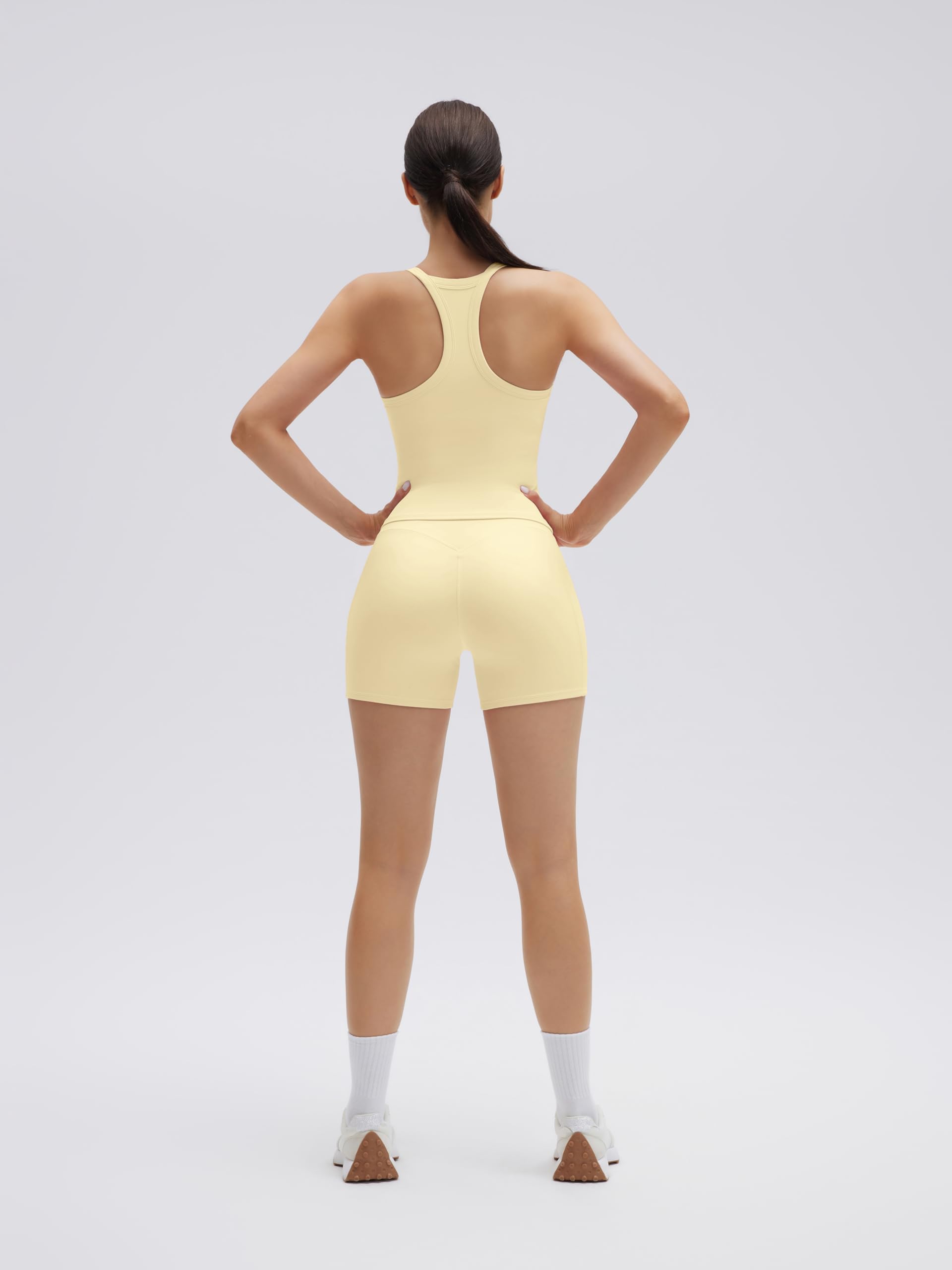 SUUKSESS Women 2 Piece Workout Sets High Waisted Biker Shorts with Pockets Built in bra Racerback Tank Tops - Image 5