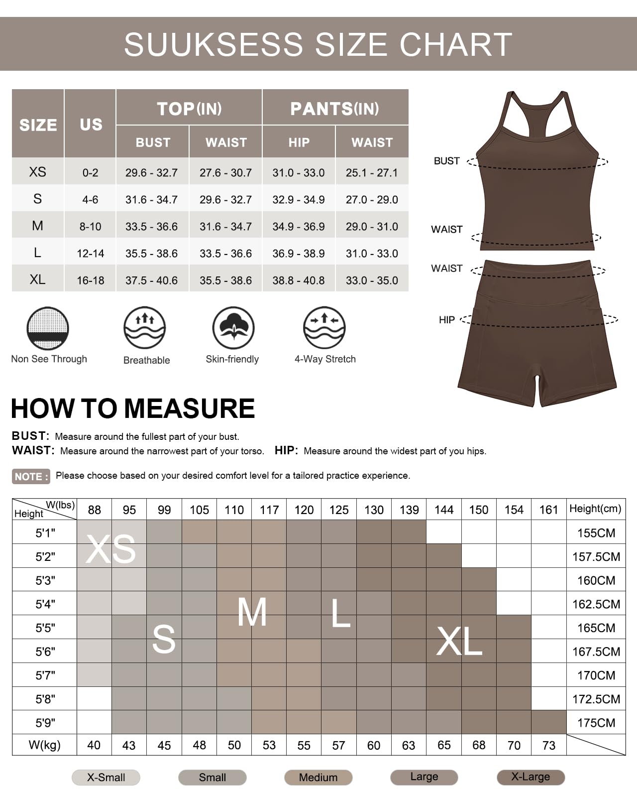 SUUKSESS Women 2 Piece Workout Sets High Waisted Biker Shorts with Pockets Built in bra Racerback Tank Tops - Image 6