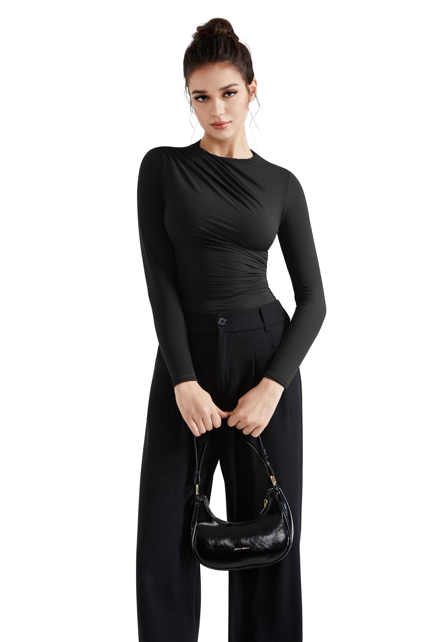 SUUKSESS Women Business Casual Long Sleeve Tops Double Lined Basic T Shirts - Image 4