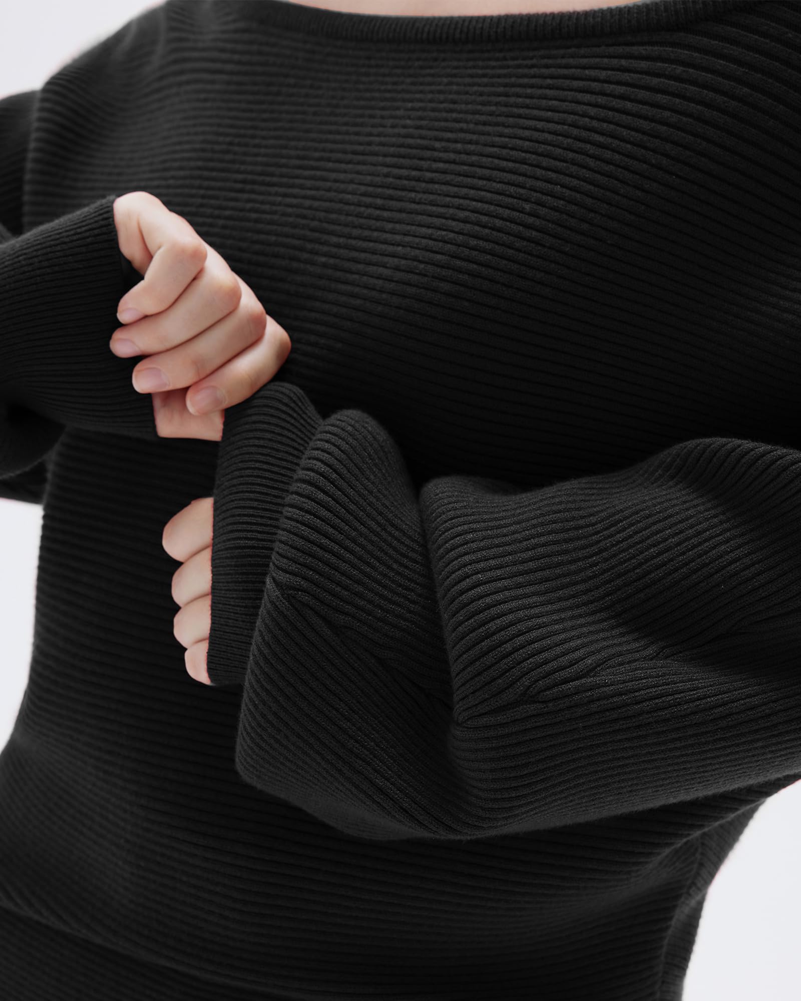 SUUKSESS Women Cashmere Blend Oversized Off Shoulder Pullover Sweaters Boat Neck Long Sleeve Knit Jumpers Tops - Image 7