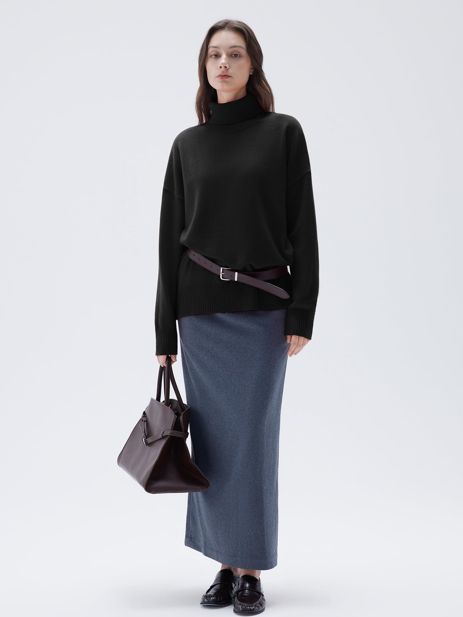 SUUKSESS Women Cashmere Blend Oversized Turtleneck Pullover Sweater Long Sleeve Knit Jumper Tops - Image 3