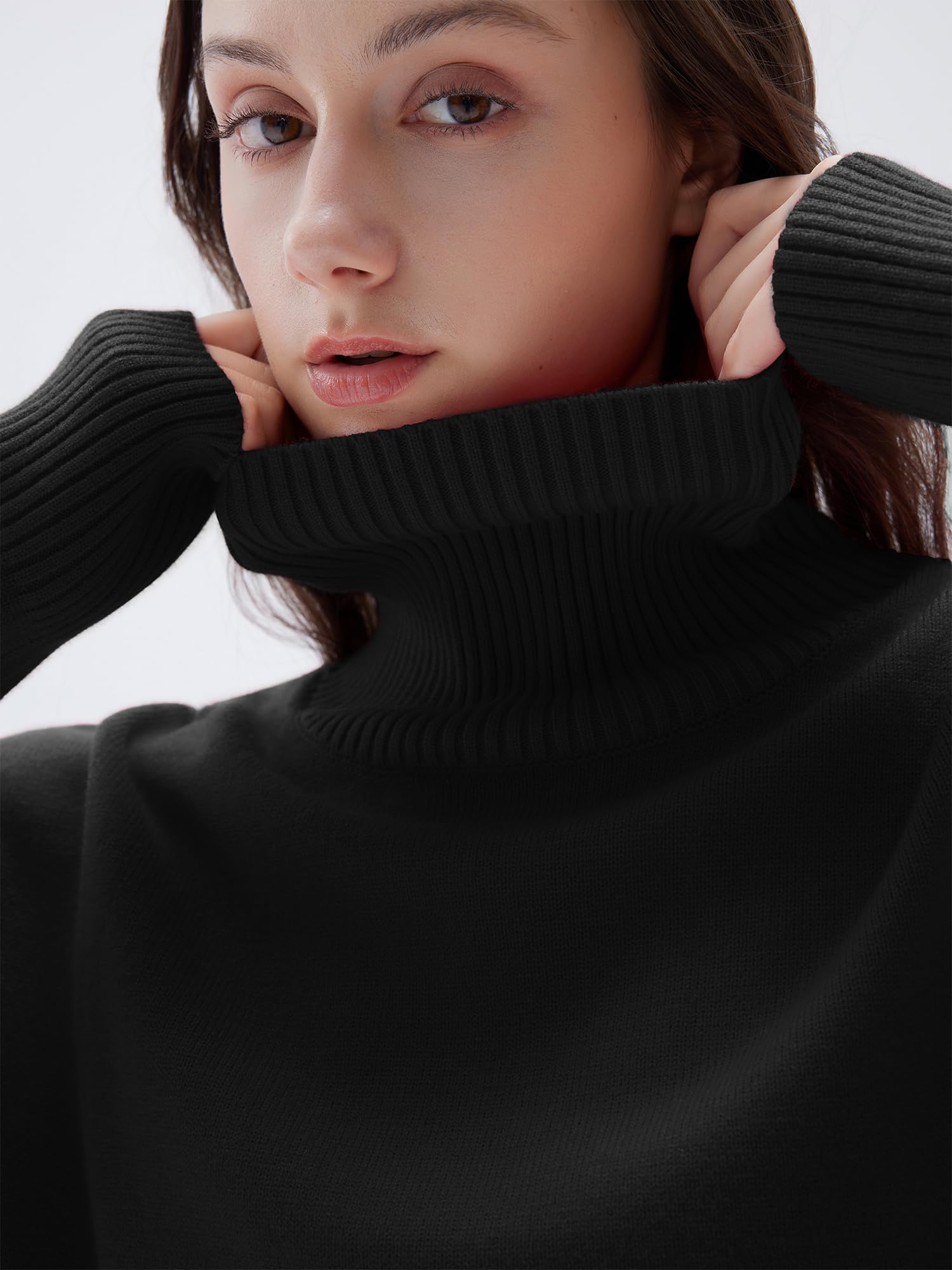 SUUKSESS Women Cashmere Blend Oversized Turtleneck Pullover Sweater Long Sleeve Knit Jumper Tops - Image 4