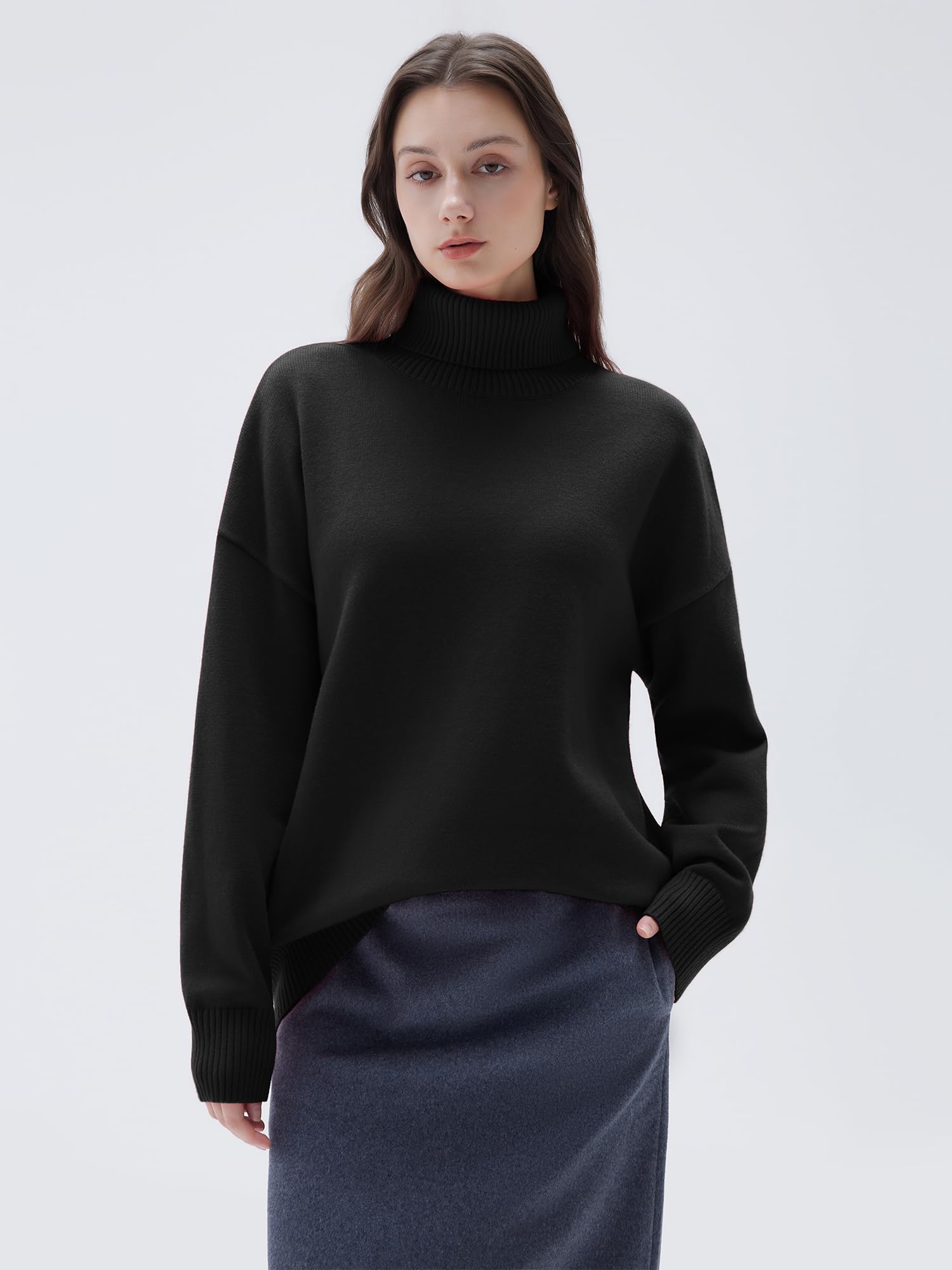 SUUKSESS Women Cashmere Blend Oversized Turtleneck Pullover Sweater Long Sleeve Knit Jumper Tops - Image 5