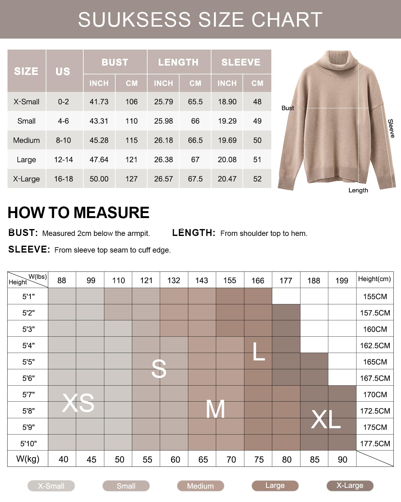 SUUKSESS Women Cashmere Blend Oversized Turtleneck Pullover Sweater Long Sleeve Knit Jumper Tops - Image 6