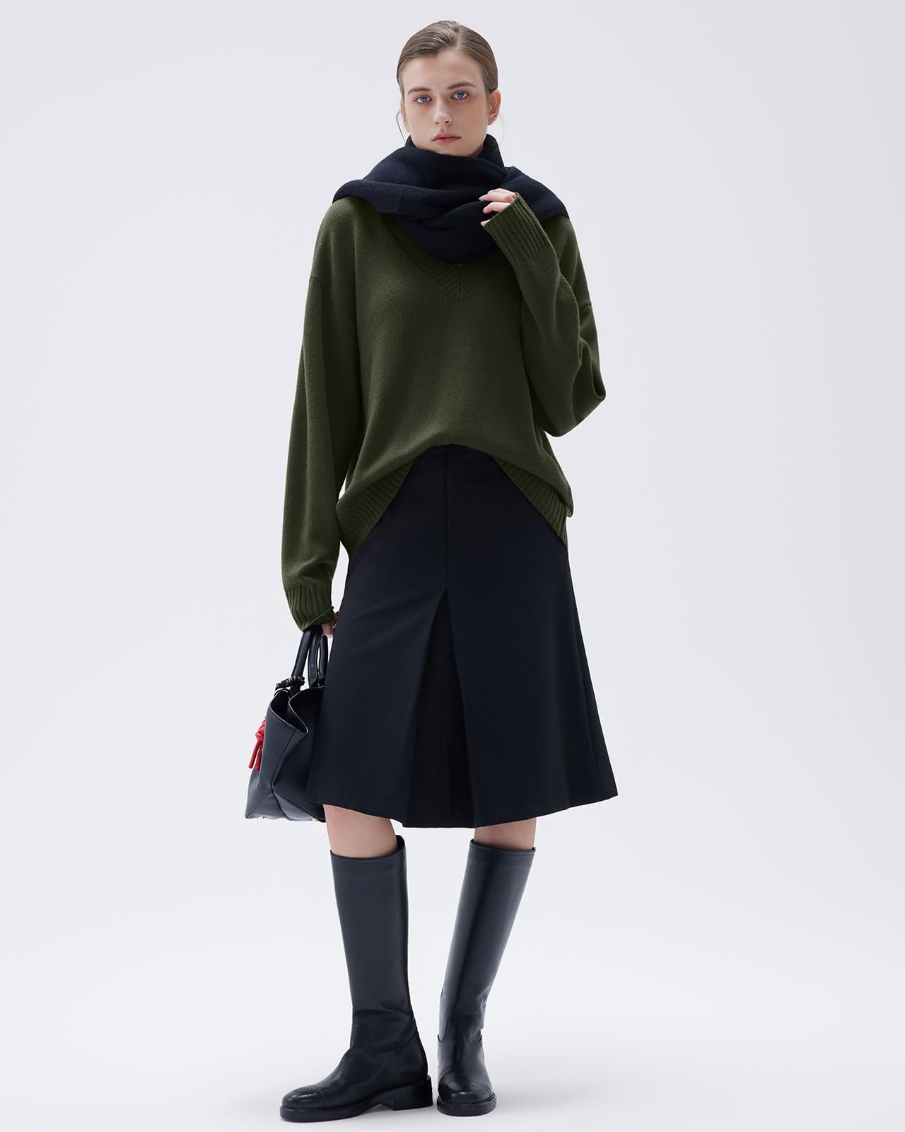 SUUKSESS Women Cashmere Blend Oversized V Neck Long Sleeve Pullover Sweaters - Image 5