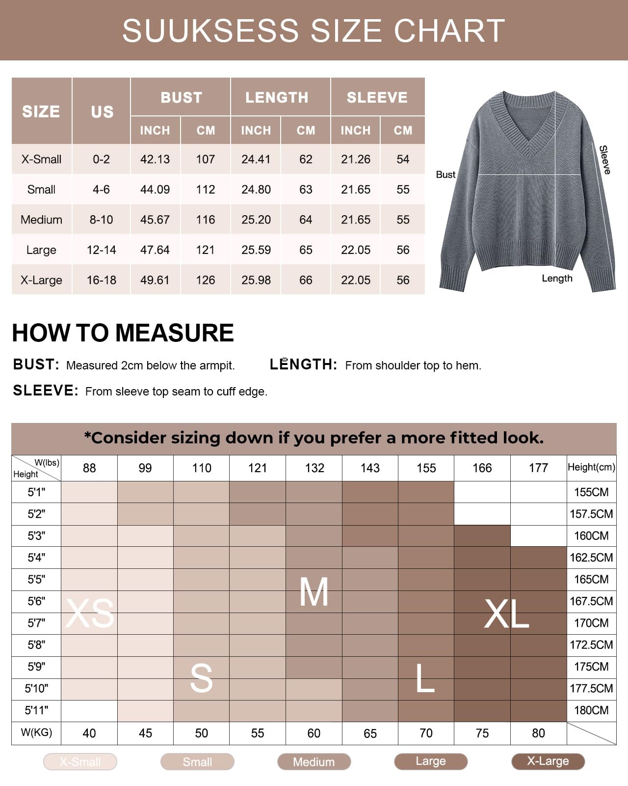 SUUKSESS Women Cashmere Blend Oversized V Neck Long Sleeve Pullover Sweaters - Image 6