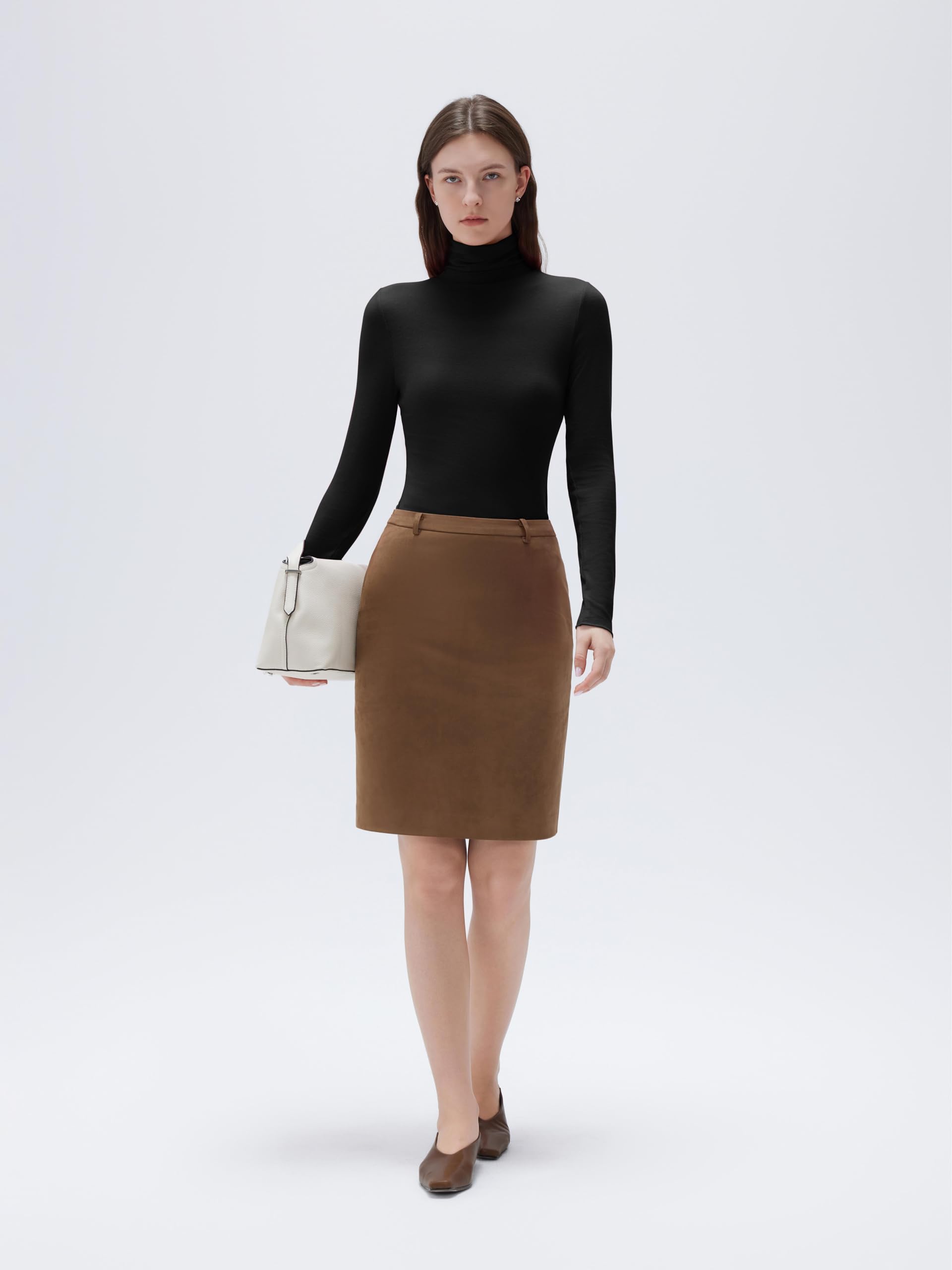 SUUKSESS Women Cashmere Blend Turtleneck Long Sleeve Shirt Fitted Fall Basic Thermal Tops Fall Fashion - Image 3