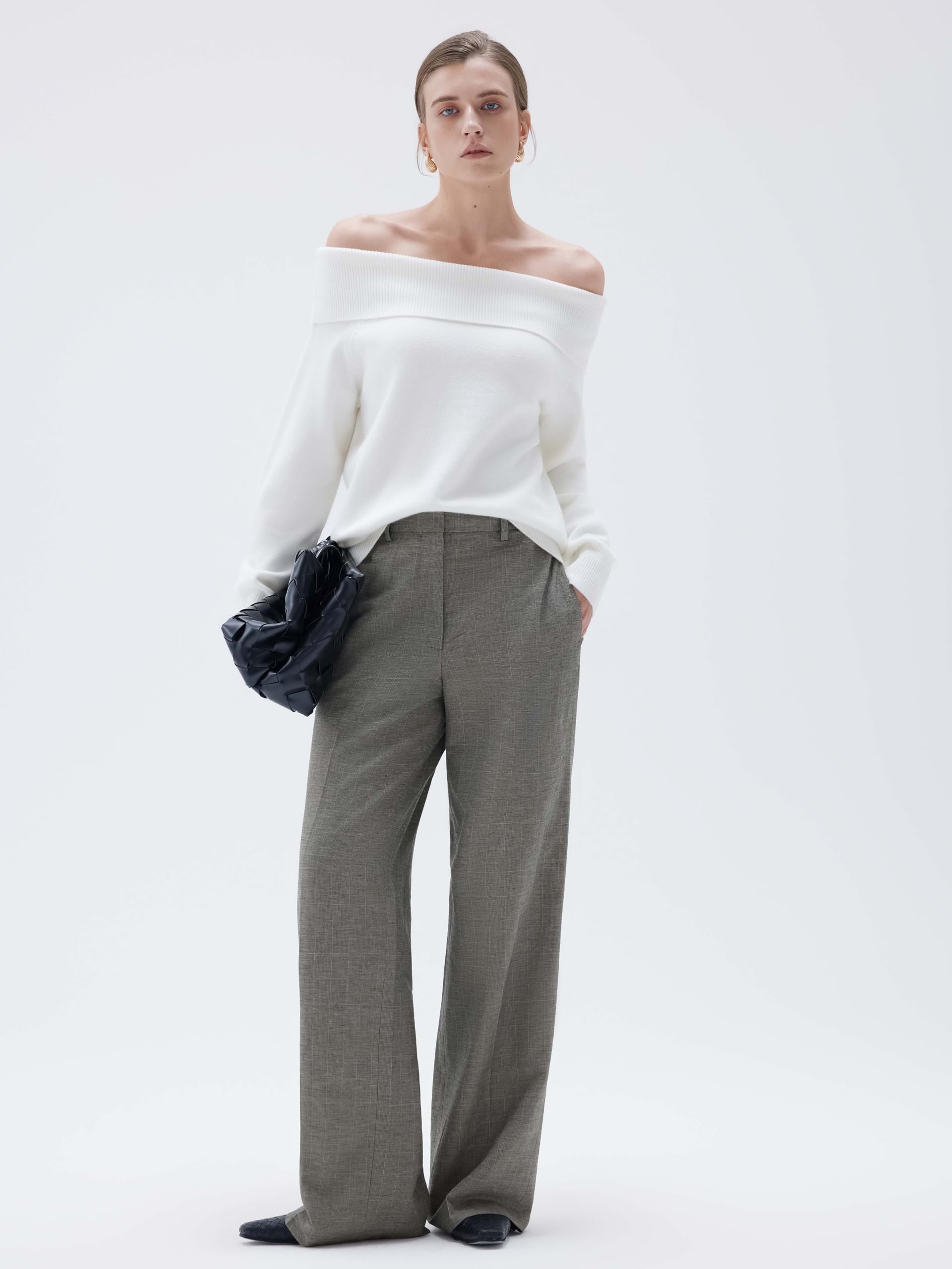 SUUKSESS Women Cashmere Off The Shoulder Sweater Oversized Knit Long Sleeve Tops - Image 5