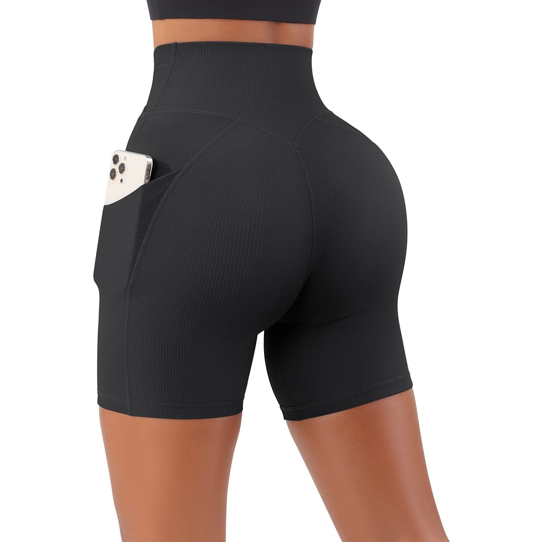 SUUKSESS Women Cross Workout Shorts with Pockets 5" High Waist Booty Biker Short - Image 5