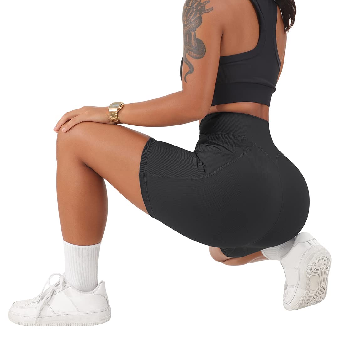 SUUKSESS Women Cross Workout Shorts with Pockets 5" High Waist Booty Biker Short - Image 6