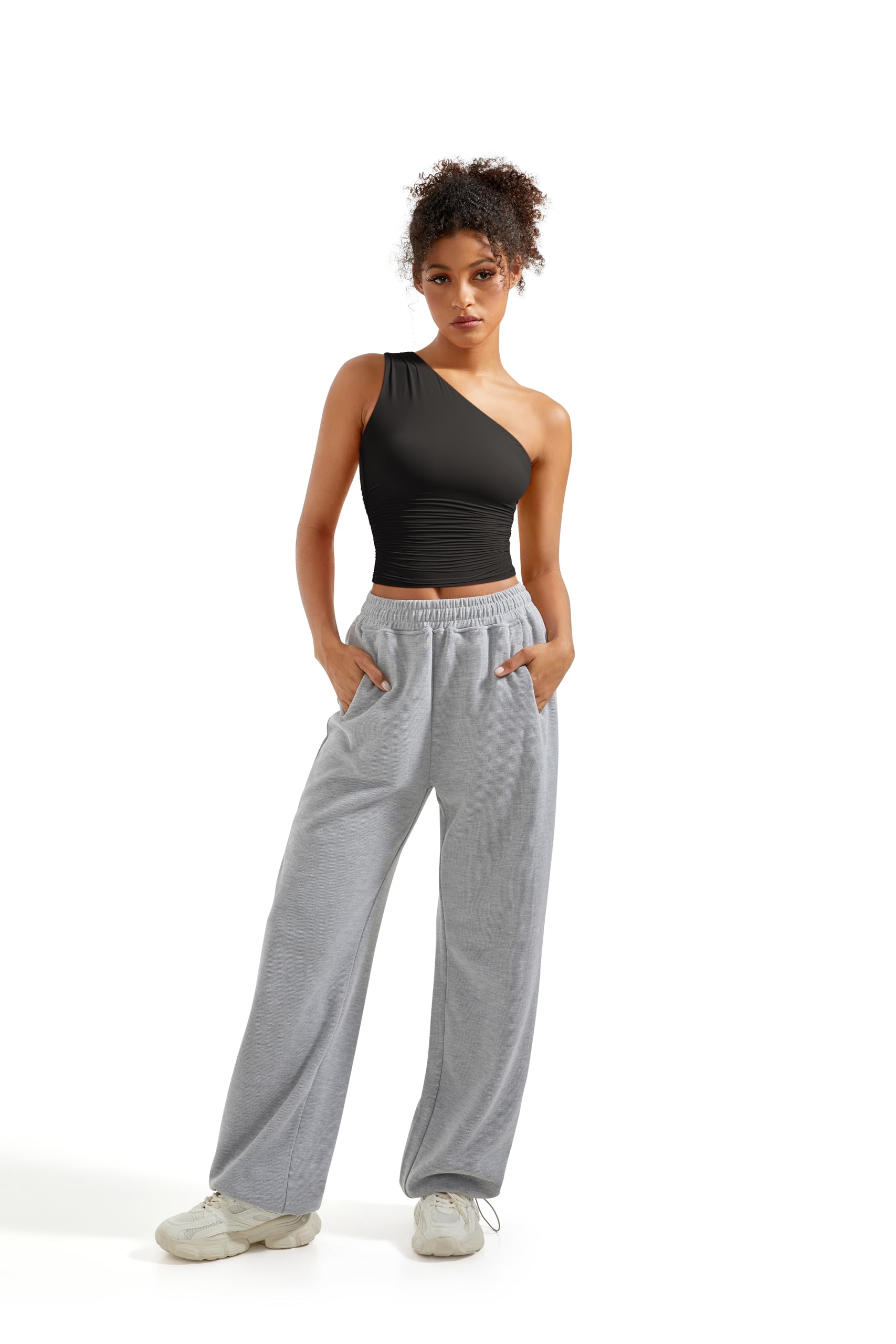 SUUKSESS Women Double Lined Going Out Trendy Crop Tops Ruched Sleeveless Shirts - Image 3