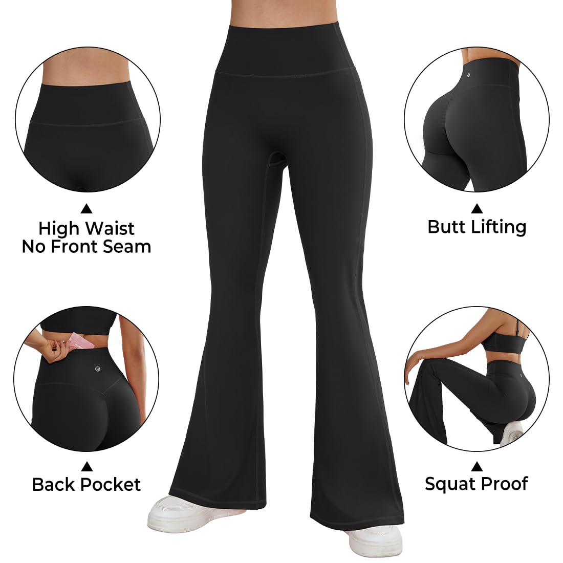 SUUKSESS Women Flare Leggings Scrunch Butt Lifting Bootcut High Waist Yoga Pants - Image 3