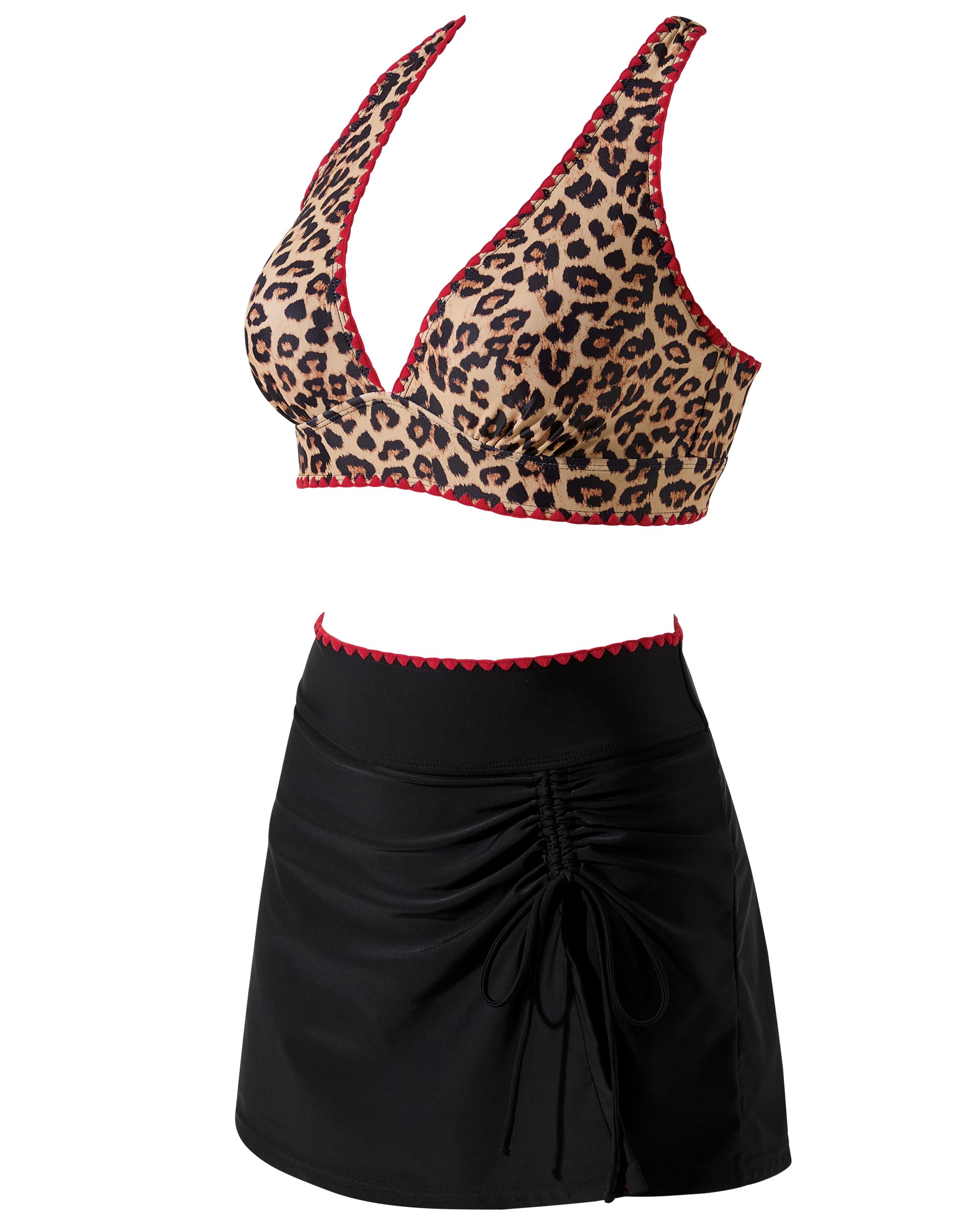 SUUKSESS Women High Waisted Bikini Sets with Skirt Sexy Crisscross Back Swimsuit - Image 4