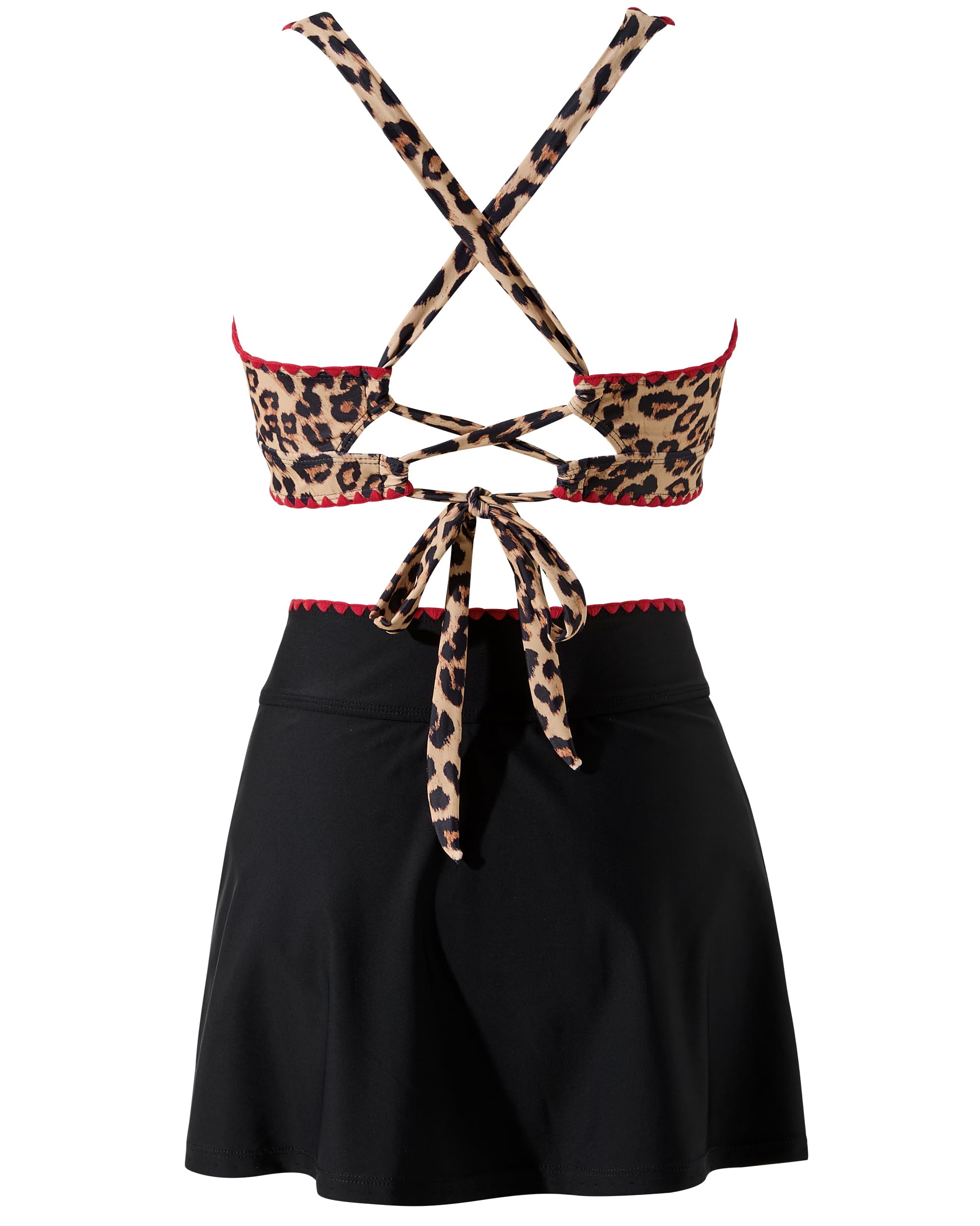 SUUKSESS Women High Waisted Bikini Sets with Skirt Sexy Crisscross Back Swimsuit - Image 5