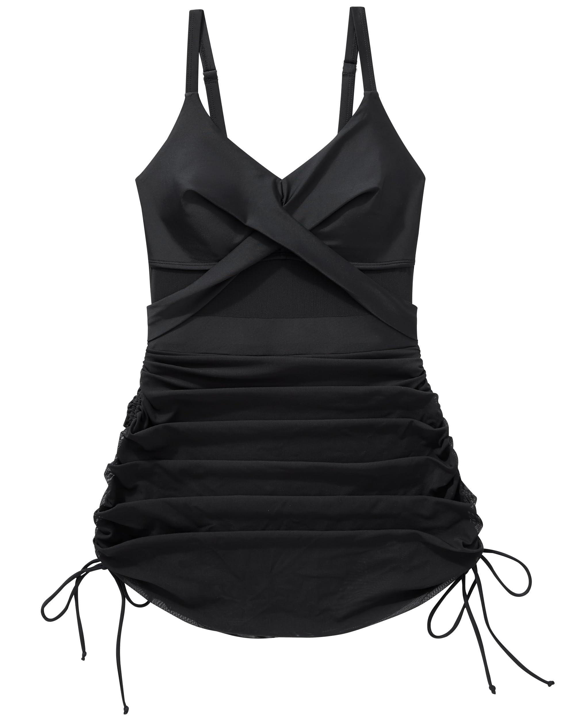 SUUKSESS Women One Piece Swim Dress Tummy Control Swimsuit Mesh Bathing Suit - Image 6