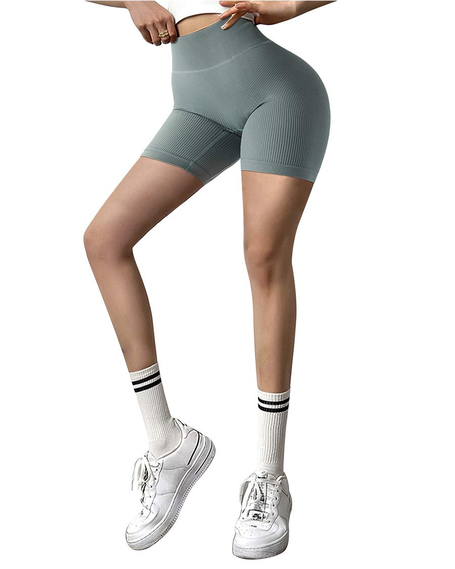 SUUKSESS Women Ribbed Seamless Leggings High Waisted Workout Gym Yoga Pants - Image 3