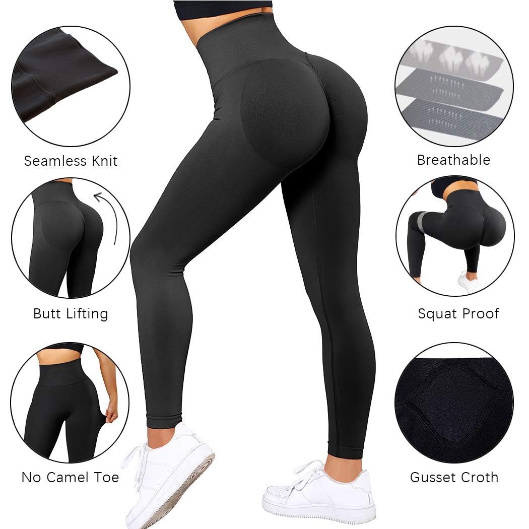 SUUKSESS Women Scrunch Butt Lifting Seamless Leggings Booty High Waisted Workout Yoga Pants - Image 4