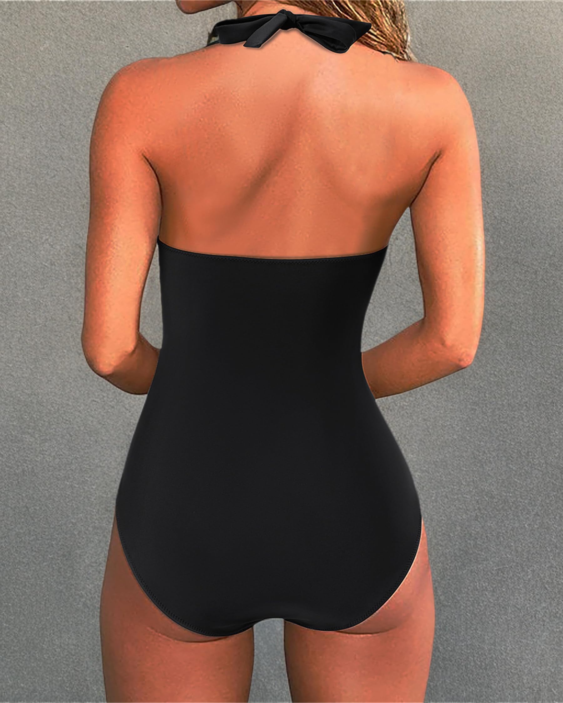 SUUKSESS Women Sexy Tummy Control One Piece Swimsuits Halter Push Up Bathing Suits - Image 9