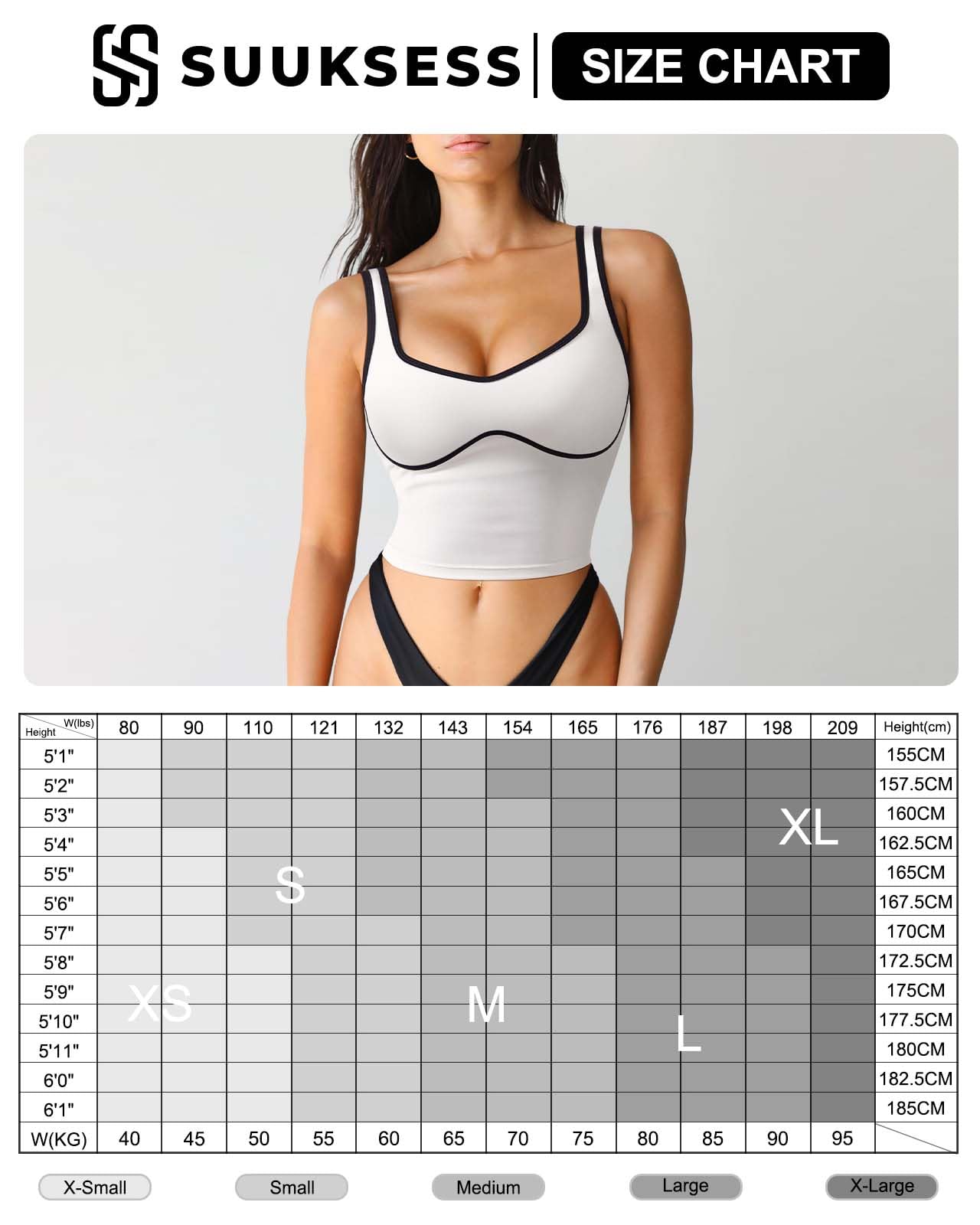 SUUKSESS Women Sweetheart Neckline Longline Sports Bra Padded Basic Workout Crop Tank Top - Image 6