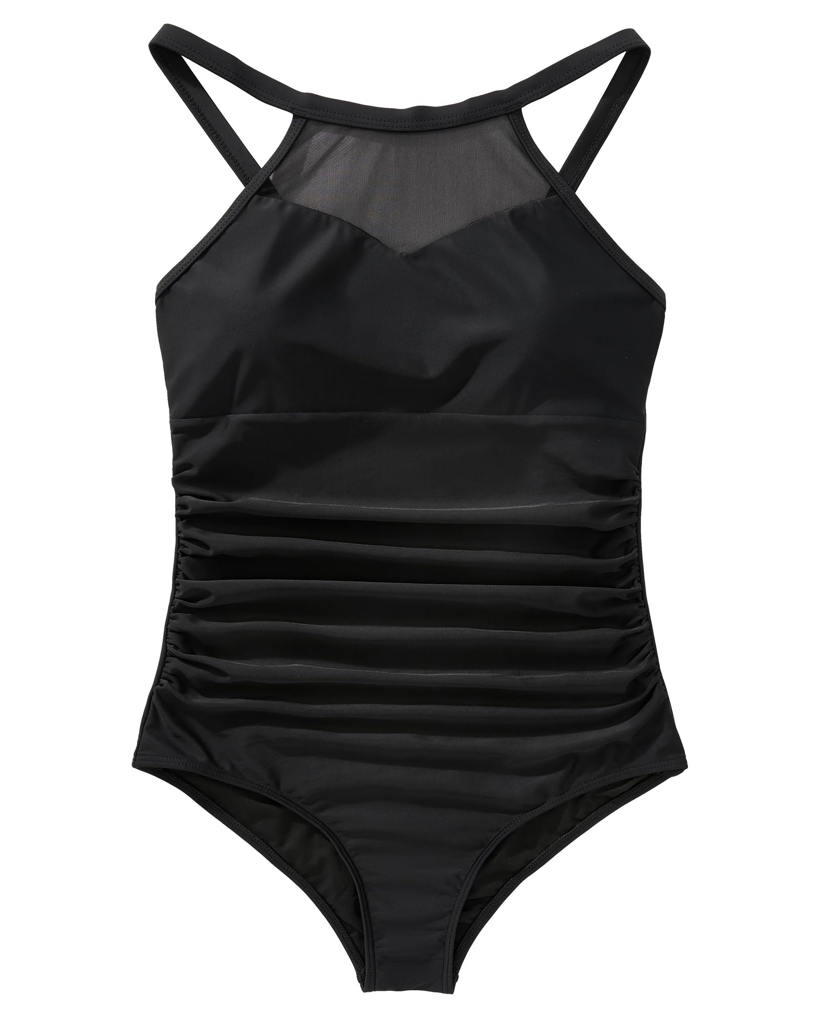 SUUKSESS Women Tummy Control One Piece Swimsuit Sexy Mesh High Neck Bathing Suit - Image 4