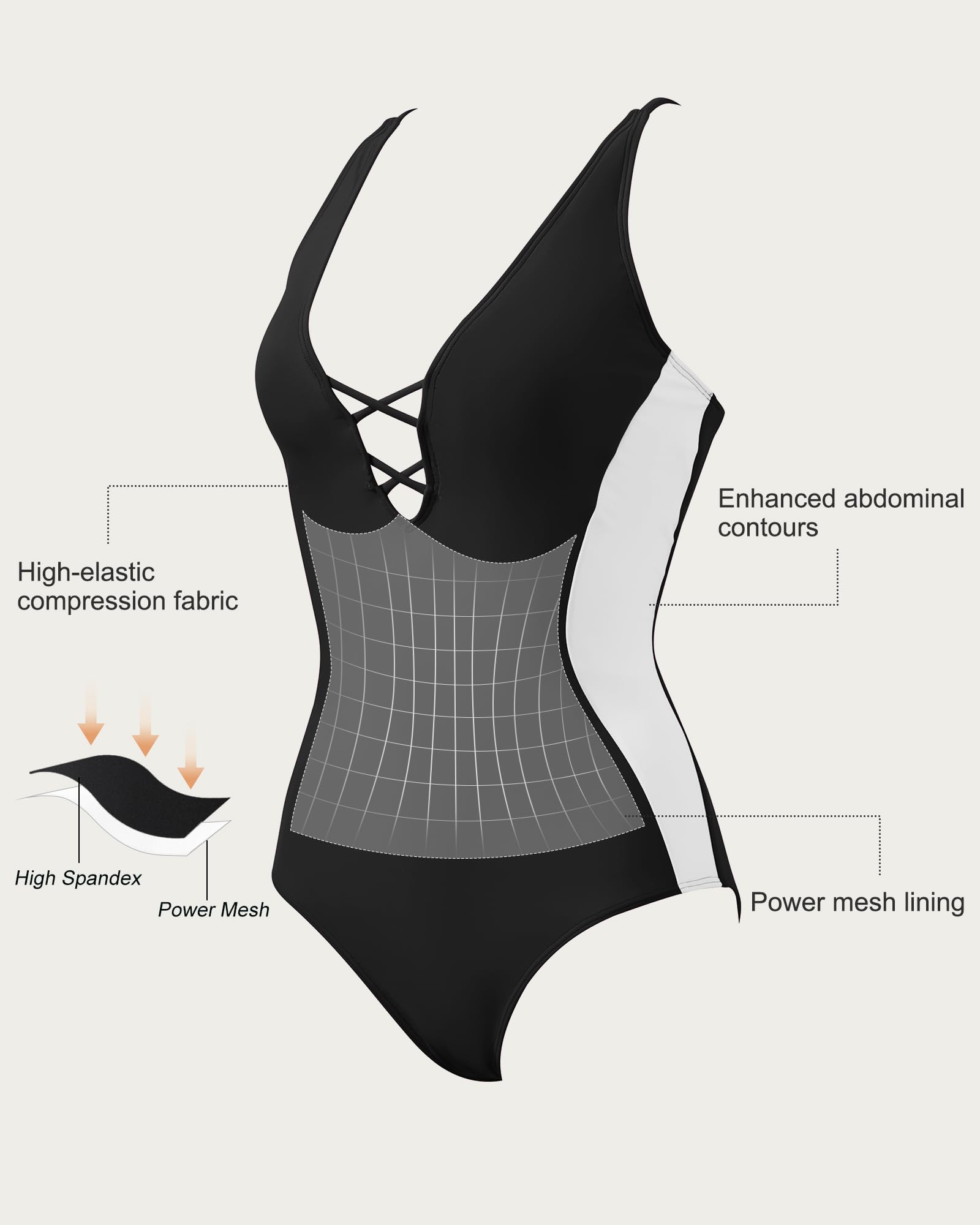 SUUKSESS Womens One Piece Tummy Control Swimsuit Crisscross Back Bathing Suits - Image 3