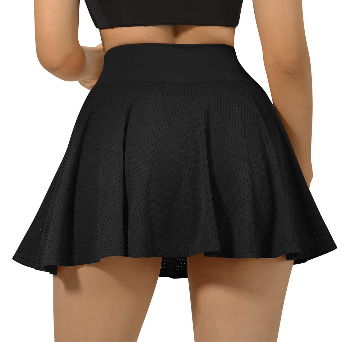 SUUKSESS Womens Pleated Tennis Skirt Crossover High Waisted Mesh Golf Skorts - Image 3