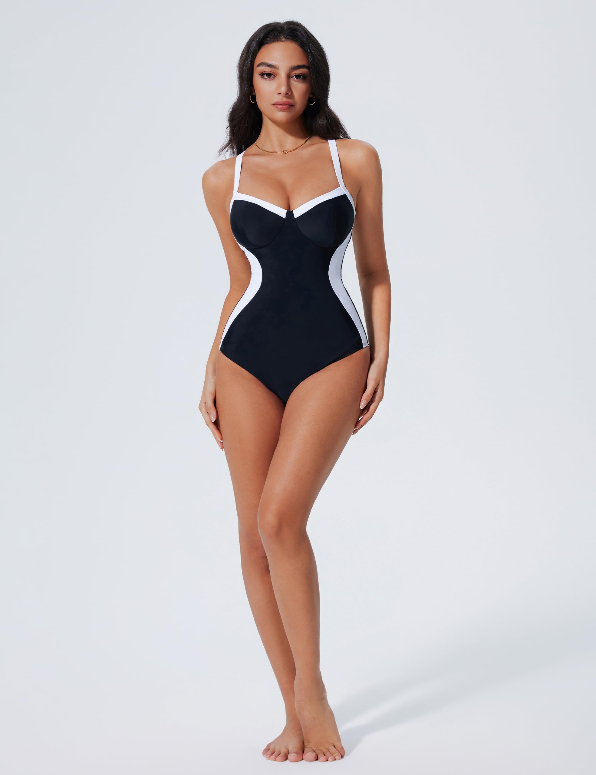 SUUKSESS Womens Tummy Control One Piece Swimsuit Sexy Crisscross Back Bathing Suit - Image 6
